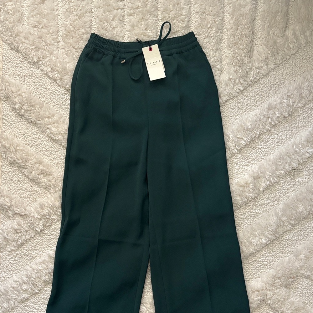 Ted Baker Liliaah Wide Leg Joggers Dark Green NWT SIZE 0